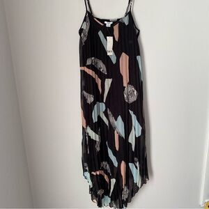 Bar 3 Women’s Pleated Contrast Midi Banana Strap Slip Dress S